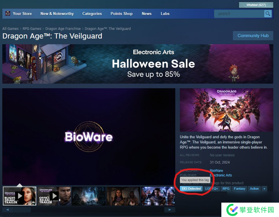 玩家想给《龙腾世纪:影障守护者》添加DEI、ZZZQ等标签